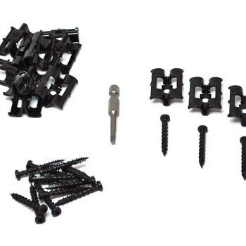 S-Fixx Bamboo Eind Clips Zwart Gecoat 25 st incl schroeven, boor en bit