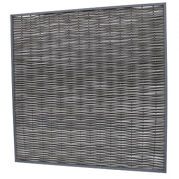 Composiet wickerscherm in aluminium frame, 180 x 180 cm, antraciet.