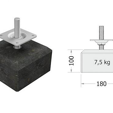 Betontegel 18 x 18 x 10 cm, antraciet, gecoat, schroefdraad M20.