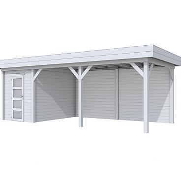 Vuren Topvision Kiekendief, 200 x 300 en luifel 500 cm, lichtgrijs gespoten.