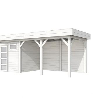 Vuren Topvision Kuifmees, 250 x 250 en luifel 400 cm, wit gespoten.