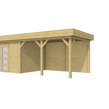 Vuren Topvision Parelhoen, 400 x 300 en luifel 400 cm, onbehandeld.