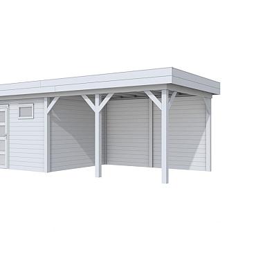 Vuren Topvision Tapuit, 300 x 300 en luifel 400 cm, lichtgrijs gespoten.