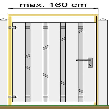 Tuindeurkozijn geschaafd grenen met aanslaglat, max. 160 cm breed, groen geïmpregneerd.