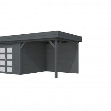 Vuren Topvision Bosuil, 300 x 300 en luifel 300 cm, antraciet gespoten.
