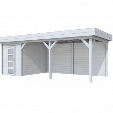 Vuren Topvision Kiekendief, 200 x 300 en luifel 500 cm, lichtgrijs gespoten.