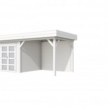 Vuren Topvision Kolibri, 250 x 250 en luifel 300 cm, wit gespoten.