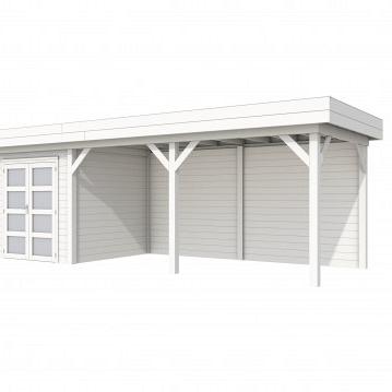Vuren Topvision Kolibri, 250 x 250 en luifel 500 cm, wit gespoten.