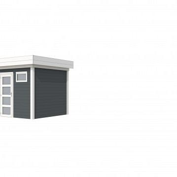 Vuren Topvision Kuifmees, 250 x 250 cm, wanden antraciet en basis wit.