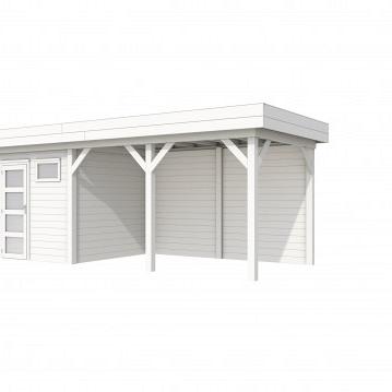 Vuren Topvision Kuifmees, 250 x 250 en luifel 400 cm, wit gespoten.