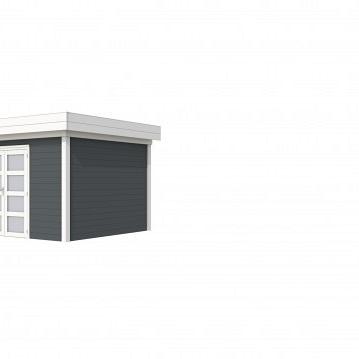 Vuren Topvision Parelhoen, 400 x 300 cm, wanden antraciet en basis wit.