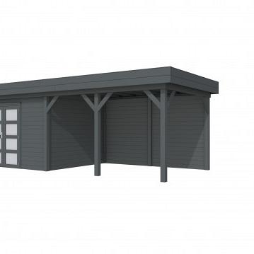 Vuren Topvision Parelhoen, 400 x 300 en luifel 400 cm, antraciet gespoten.