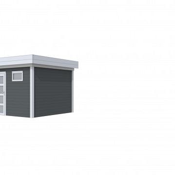 Vuren Topvision Tapuit, 300 x 300 cm, wanden antraciet en basis lichtgrijs.