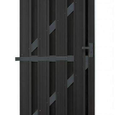 557 WPC Design Deur Recht geheel Antraciet incl hang en sluitwerk en stootlat 180x90cm