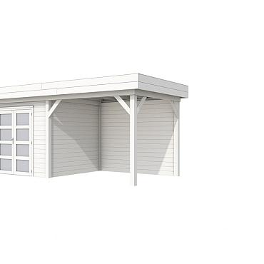 Vuren Topvision Bonte Specht, 300 x 250 en luifel 300 cm, wit gespoten.
