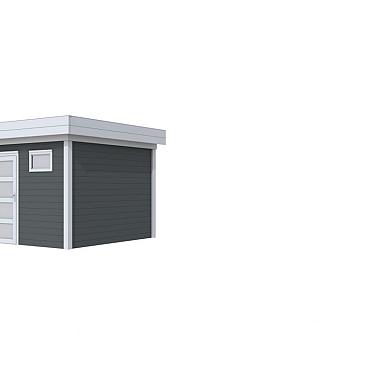 Vuren Topvision Kievit, 400 x 300 cm, wanden antraciet en basis lichtgrijs.