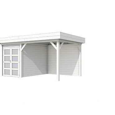 Vuren Topvision Zwaluw, 200 x 300 en luifel 300 cm, wit gespoten.