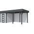 Vuren Topvision Kiekendief, 200 x 300 en luifel 400 cm, wanden lichtgrijs en basis antraciet.