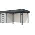 Vuren Topvision Kiekendief, 200 x 300 en luifel 400 cm, wanden wit en basis antraciet.