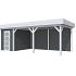 Vuren Topvision Kiekendief, 200 x 300 en luifel 500 cm, wanden antraciet en basis lichtgrijs.