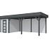 Vuren Topvision Kiekendief, 200 x 300 en luifel 500 cm, wanden lichtgrijs en basis antraciet.