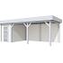Vuren Topvision Kiekendief, 200 x 300 en luifel 500 cm, wanden wit en basis lichtgrijs.