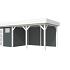 Vuren Topvision Kievit, 400 x 300 en luifel 400 cm, wanden antraciet en basis wit.