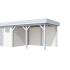 Vuren Topvision Kievit, 400 x 300 en luifel 400 cm, wanden wit en basis lichtgrijs.