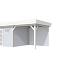 Vuren Topvision Kievit, 400 x 300 en luifel 300 cm, wanden lichtgrijs en basis wit.