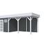 Vuren Topvision Kuifmees, 250 x 250 en luifel 400 cm, wanden antraciet en basis lichtgrijs.