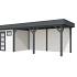 Vuren Topvision Kuifmees, 250 x 250 en luifel 500 cm, wanden wit en basis antraciet.