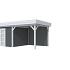 Vuren Topvision Parelhoen, 400 x 300 en luifel 300 cm, wanden antraciet en basis lichtgrijs.