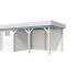 Vuren Topvision Tapuit, 300 x 300 en luifel 400 cm, wanden wit en basis lichtgrijs.