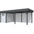 Vuren Topvision Tapuit, 300 x 300 en luifel 500 cm, wanden lichtgrijs en basis antraciet.