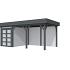 Vuren Topvision Zwaluw, 200 x 300 en luifel 400 cm, wanden lichtgrijs en basis antraciet.