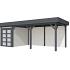 Vuren Topvision Zwaluw, 200 x 300 en luifel 500 cm, wanden wit en basis antraciet.