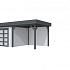 Vuren Topvision Bosuil, 300 x 300 en luifel 300 cm, wanden lichtgrijs en basis antraciet.