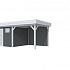 Vuren Topvision Kievit, 400 x 300 en luifel 300 cm, wanden antraciet en basis lichtgrijs.
