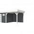 Vuren Topvision Kievit, 400 x 300 en luifel 300 cm, wanden antraciet en basis wit.