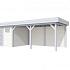 Vuren Topvision Kievit, 400 x 300 en luifel 500 cm, wanden wit en basis lichtgrijs.