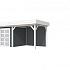 Vuren Topvision Kolibri, 250 x 250 en luifel 300 cm, wanden antraciet en basis wit.