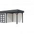 Vuren Topvision Kolibri, 250 x 250 en luifel 300 cm, wanden wit en basis antraciet.