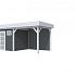 Vuren Topvision Kuifmees, 250 x 250 en luifel 300 cm, wanden antraciet en basis lichtgrijs.