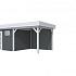 Vuren Topvision Tapuit, 300 x 300 en luifel 300 cm, wanden antraciet en basis lichtgrijs.