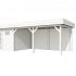 Vuren Topvision Tapuit, 300 x 300 en luifel 500 cm, wit gespoten.