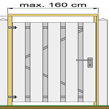 Tuindeurkozijn geschaafd grenen met aanslaglat, max. 160 cm breed, groen geïmpregneerd.
