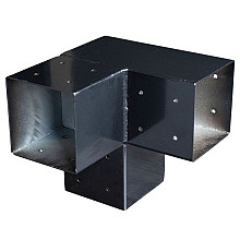 Paalverbinder Zwart Gepoedercoat 3-weg hoek tbv 12x12 cm paal