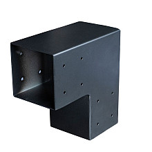 Paalverbinder Zwart Gepoedercoat 2-weg 90-hoek tbv 12x12 cm paal